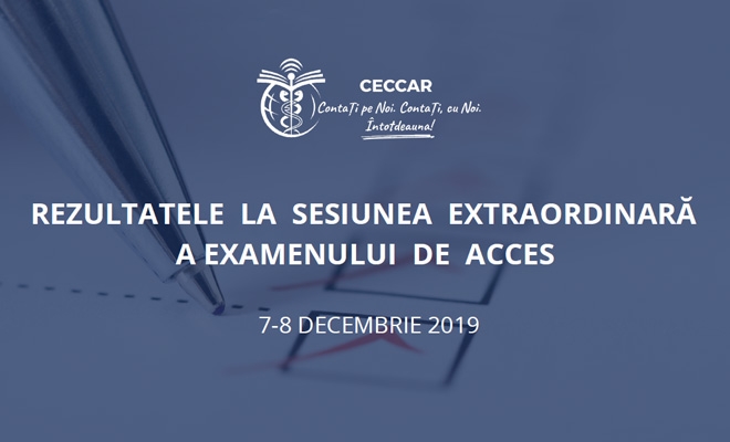 Rezultatele la sesiunea extraordinară a Examenului de acces la stagiu din 7-8 decembrie 2019