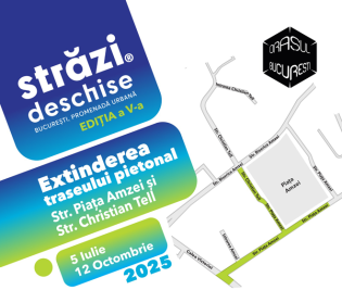 Programul „Străzi deschise – București, Promenadă urbană” | Weekend pietonal pe Calea Victoriei, cu spectacole stradale și traseu extins pe străzile Piața Amzei și Christian Tell