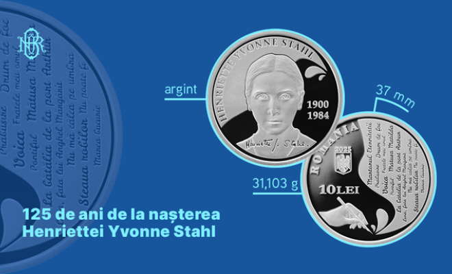 BNR lansează astăzi o monedă din argint cu tema „125 de ani de la nașterea Henriettei Yvonne Stahl”