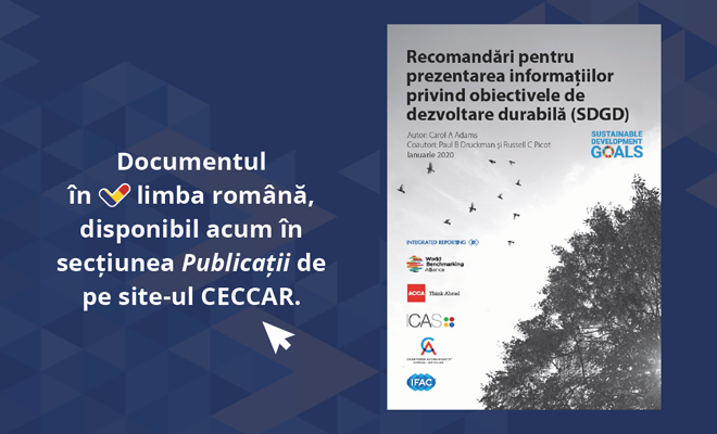 Documentul IFAC „Recomandări pentru prezentarea informațiilor privind obiectivele de dezvoltare durabilă (SDGD)”, pus la dispoziție în limba română de CECCAR